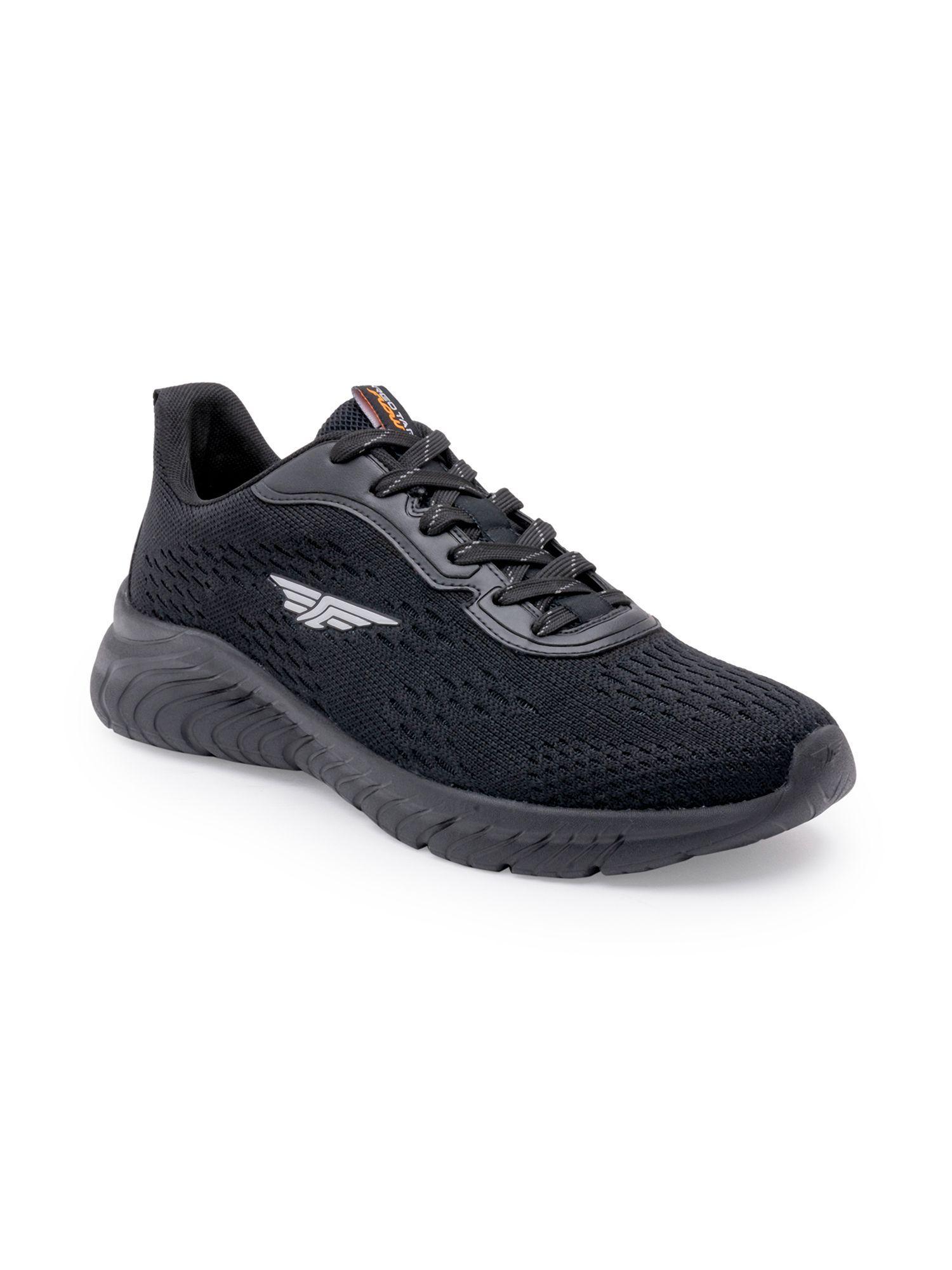 men textured black walking shoes