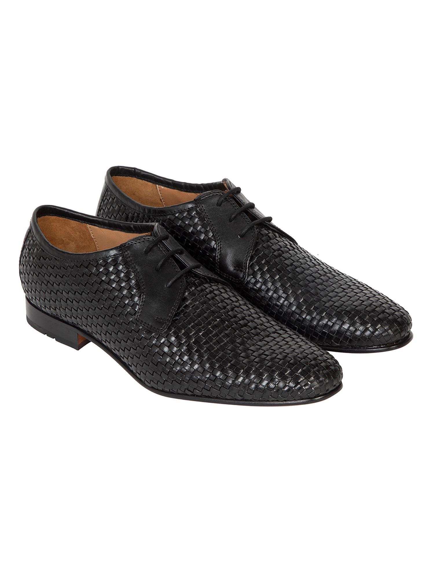 men textured formal derbies black