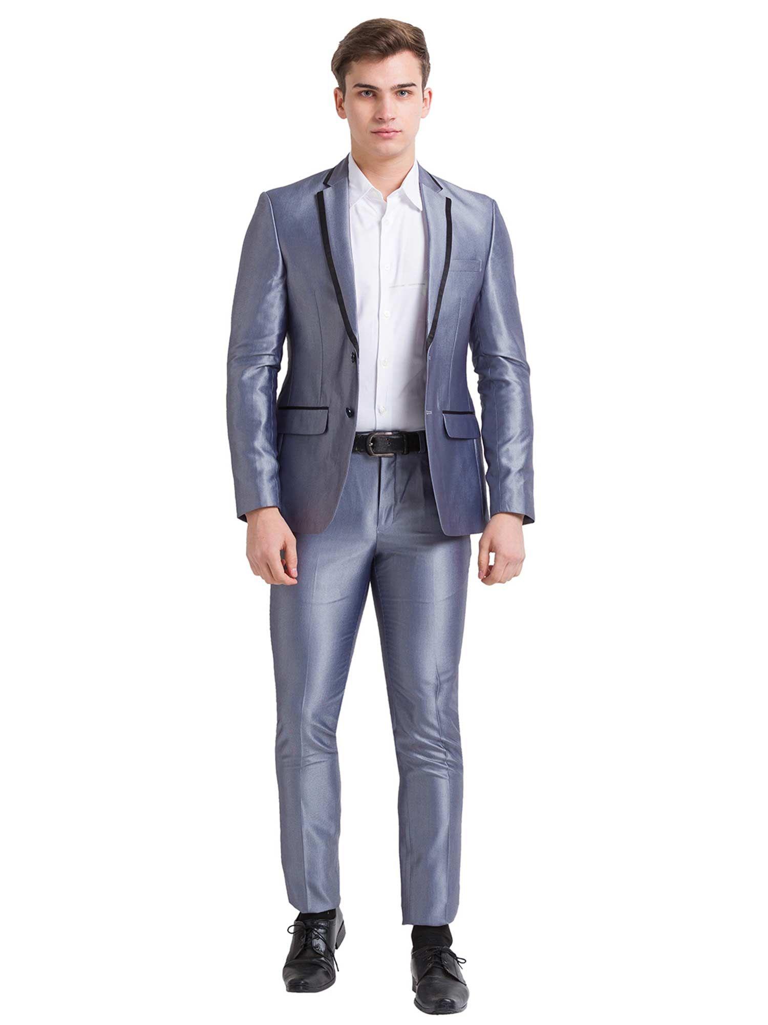 men textured grey suit (set of 2)