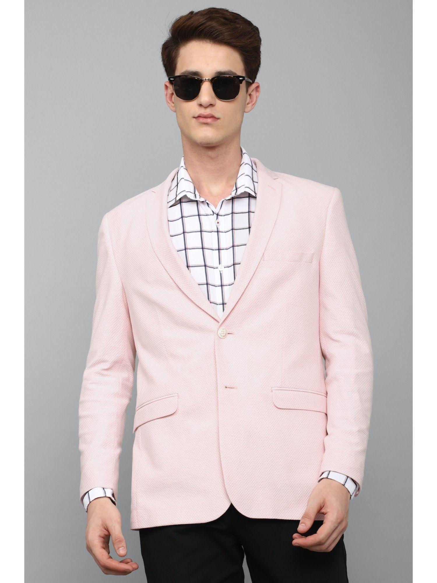 men textured pink blazer