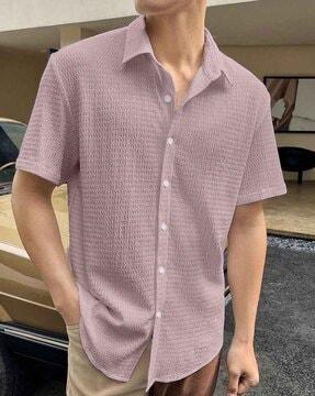 men textured regular fit shirt