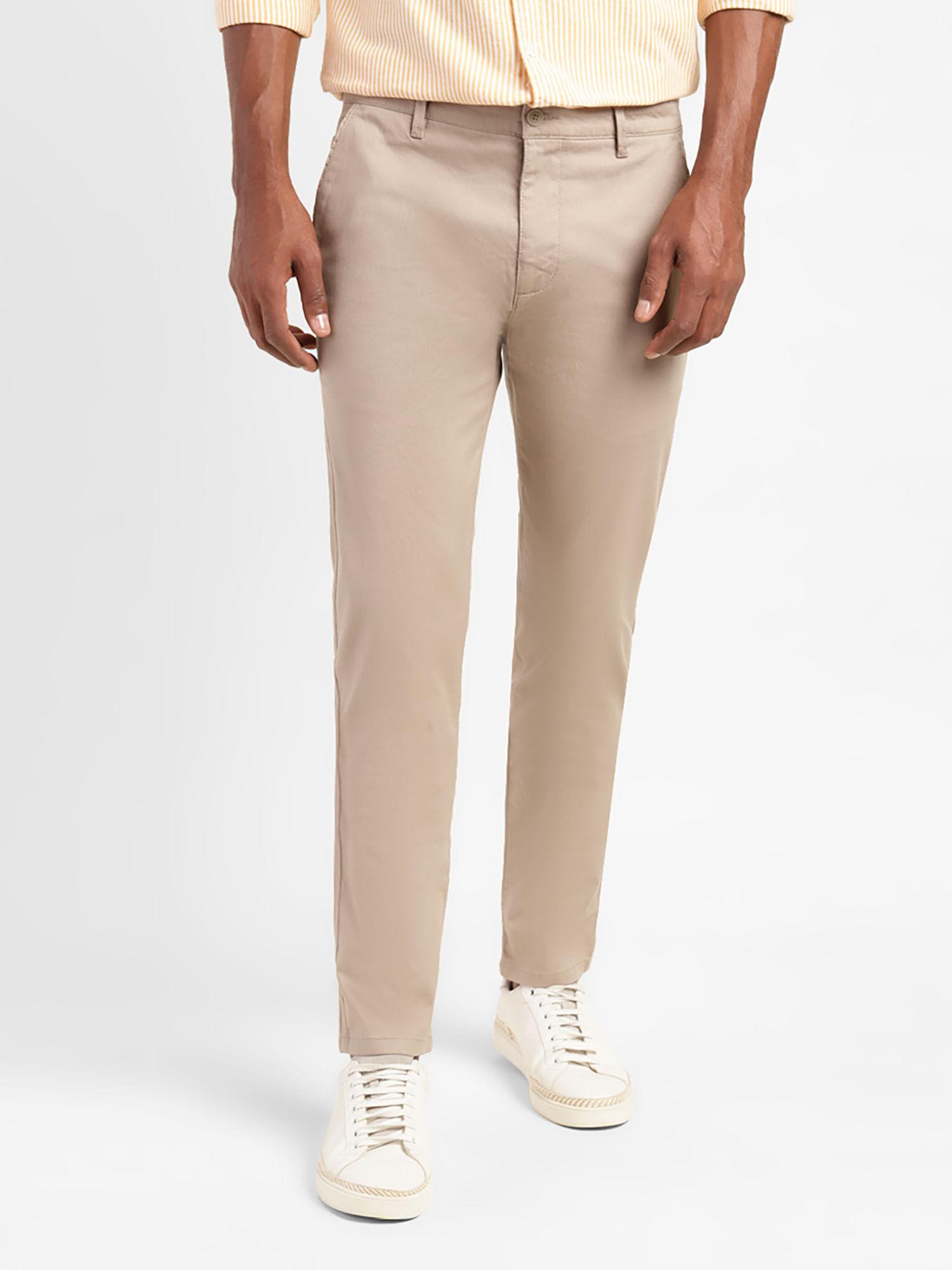men textured slim fit chino trousers