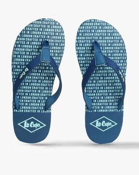 men thong-strap flip-flops with printed footbed