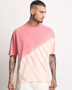 men tie & dye oversized fit t-shirt with crew neck