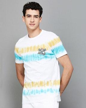 men tie & dye print regular fit t-shirt