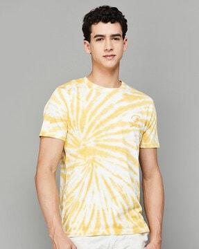 men tie & dye print regular fit t-shirt