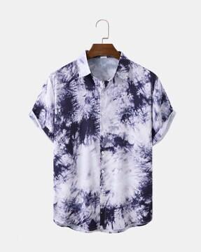 men tie & dye regular fit spread-collar shirt