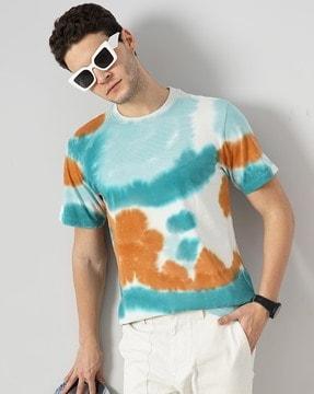 men tie & dye regular fit t-shirt with short sleeves