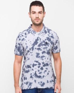 men tie & dye slim fit polo t-shirt