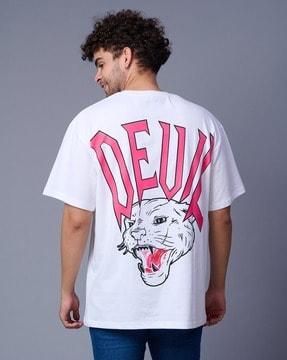 men tiger print oversized crew-neck t-shirt