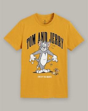 men tom & jerry print regular fit crew-neck t-shirt