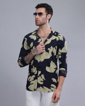 men tortoiseshell print slim fit shirt