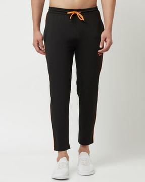 men track pants with contrast piping