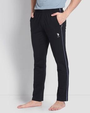 men track pants with logo embroidery