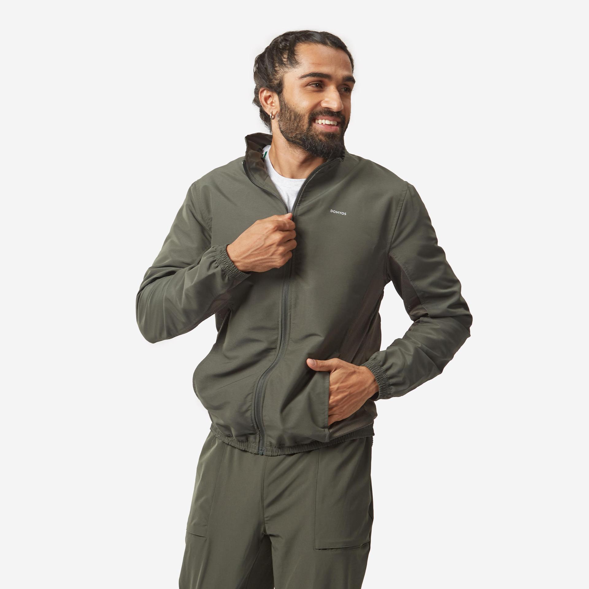 men tracksuit  jacket polyester - khaki