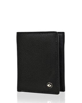 men tri-fold wallet with metal accent