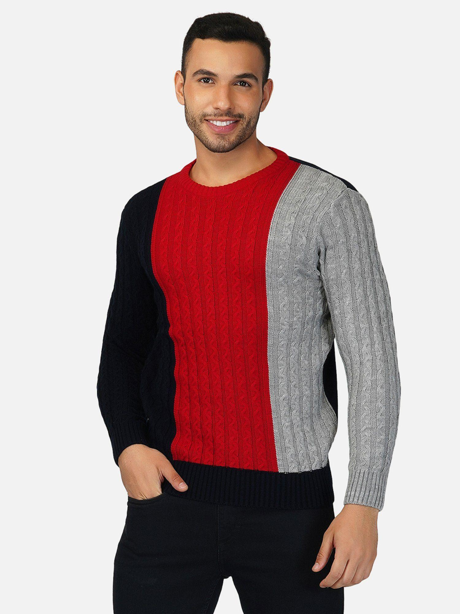 men trichromatic pullover sweater