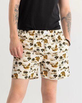 men tropical print boxers with elasticated waist