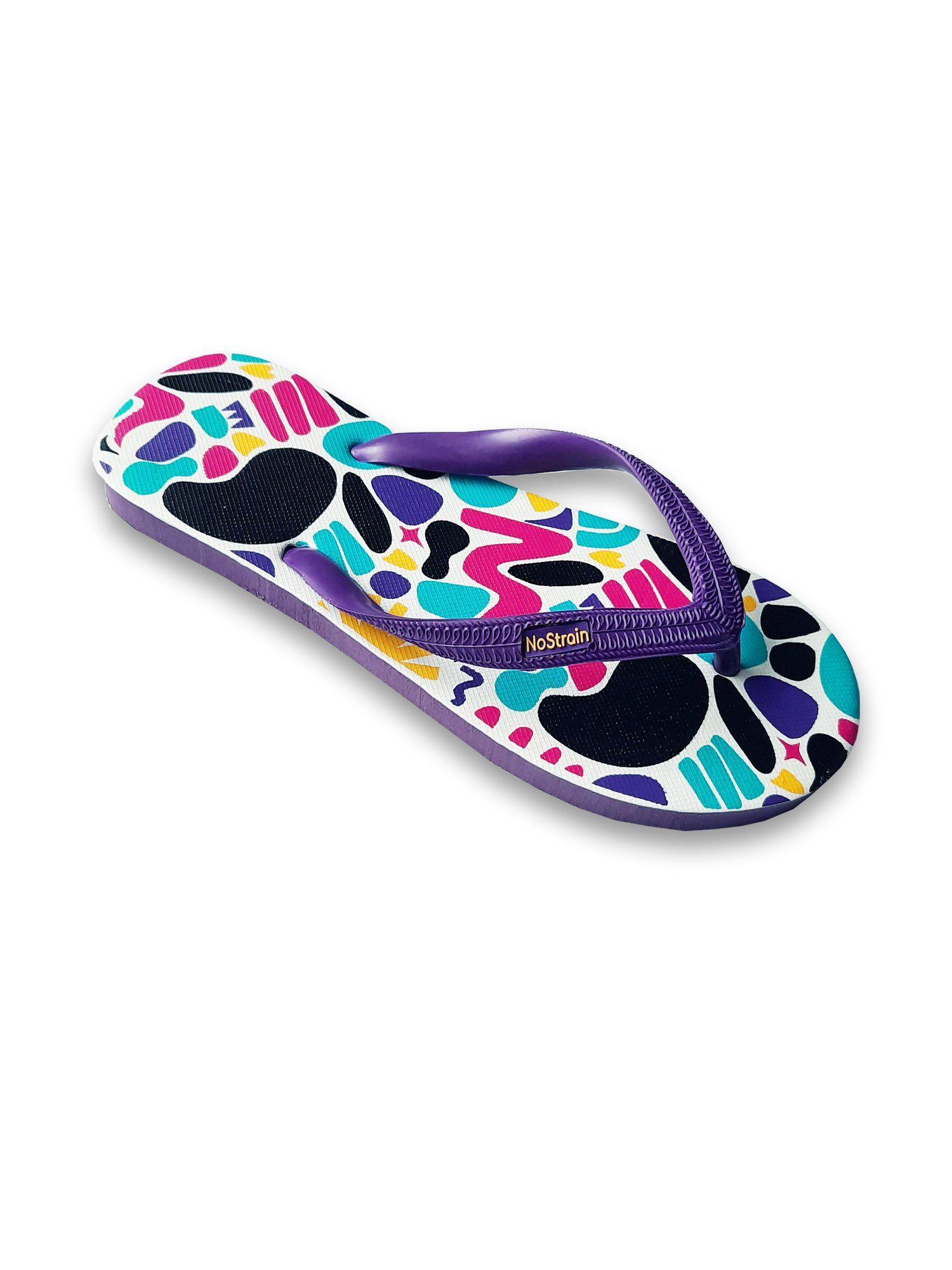 men twistedgeo violet printed flipflops