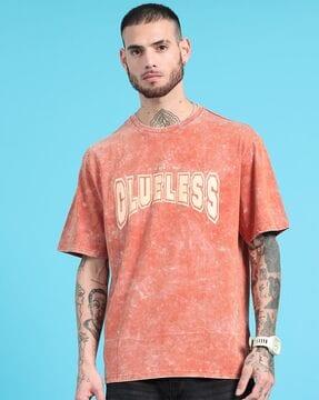 men typographic oversized fit t-shirt with round neck