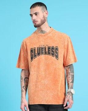 men typographic oversized fit t-shirt with round neck