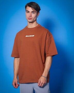 men typographic oversized fit t-shirt with round neck