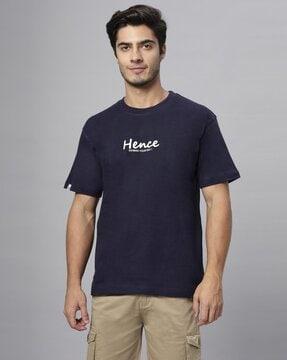 men typographic oversized fit t-shirt with round neck