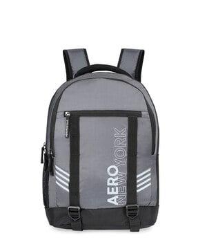men typographic print back pack with adjustable strap