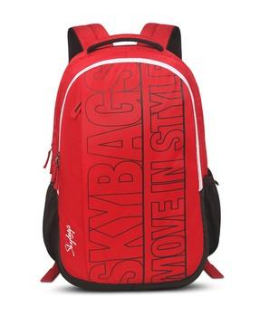 men typographic print backpack with adjustable strap