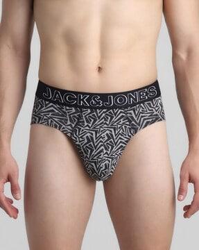 men typographic print briefs with elasticated waist