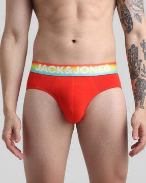 men typographic print briefs with elasticated waistband