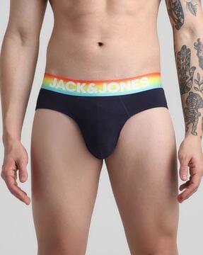 men typographic print briefs with elasticated waistband