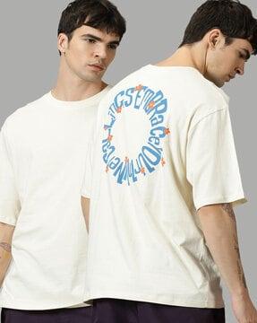 men typographic print crew-neck oversized t-shirt