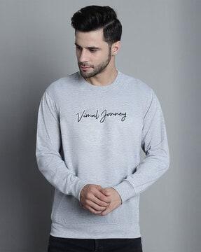 men typographic print crew-neck sweatshirt