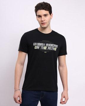 men typographic print crew-neck t-shirt