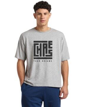 men typographic print crew-neck t-shirt