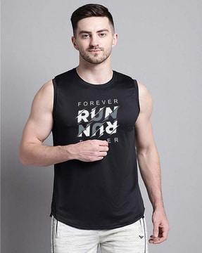 men typographic print crew-neck t-shirt