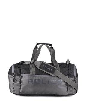 men typographic print duffle bag