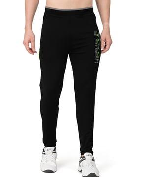men typographic print fitted track pants