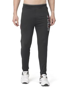 men typographic print fitted track pants