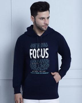 men typographic print hooded sweatshirt