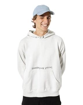 men typographic print hoodie sweatshirt