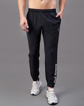 men typographic print joggers with elasticated waist