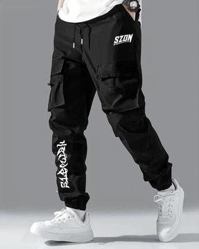 men typographic print joggers