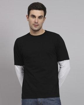 men typographic print loose fit crew-neck t-shirt