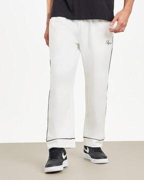 men typographic print mid-rise joggers with insert pockets