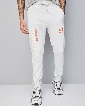 men typographic print mid-rise joggers