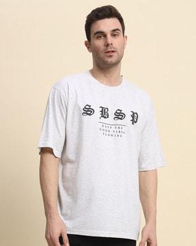 men typographic print oversized crew-neck t-shirt