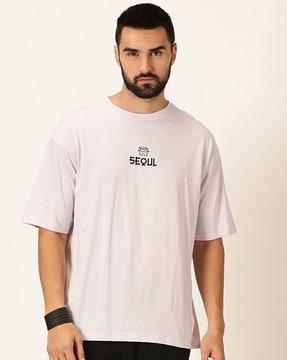 men typographic print oversized crew-neck t-shirt