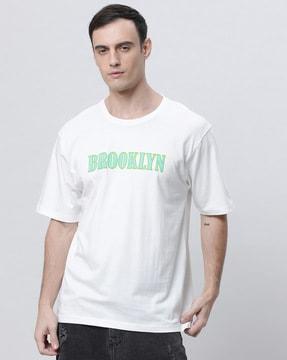 men typographic print oversized crew-neck t-shirt